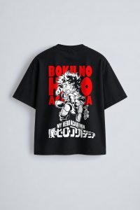 Boku No Hero Academia oversized t-shirt in black, back print