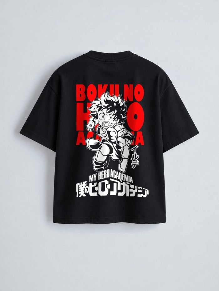 Boku No Hero Academia oversized t-shirt in black, back print