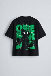 Deku One For All Oversized T-Shirt Black - Back Deku One For All oversized t-shirt in black, back print