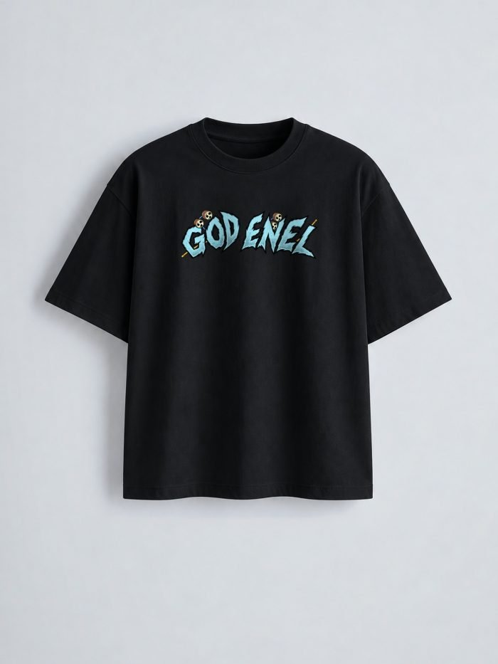 God Enel oversized t-shirt in black, front print