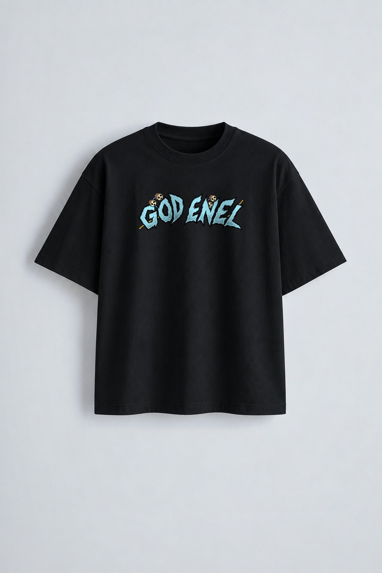 God Enel Oversized T-Shirt Black - Front God Enel oversized t-shirt in black, front print