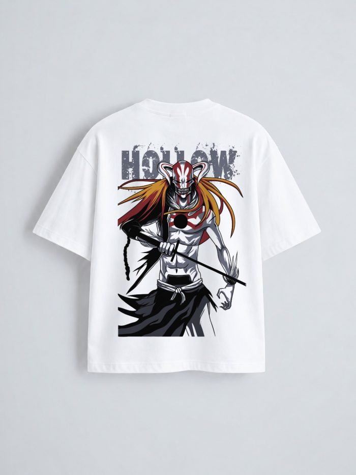 Hollow oversized t-shirt in white, back print