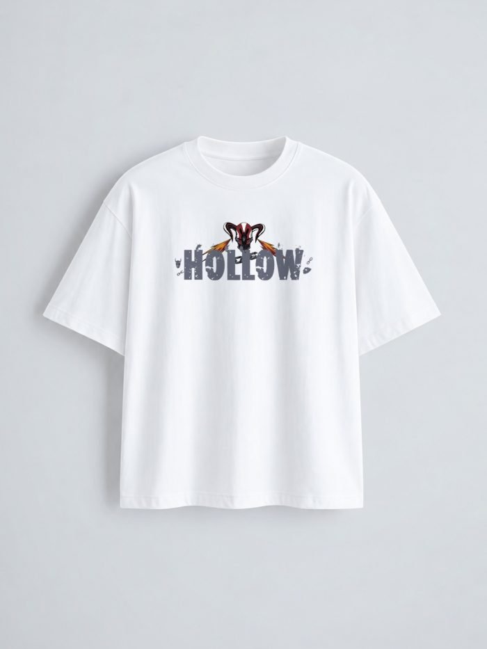 Hollow oversized t-shirt in white, front print