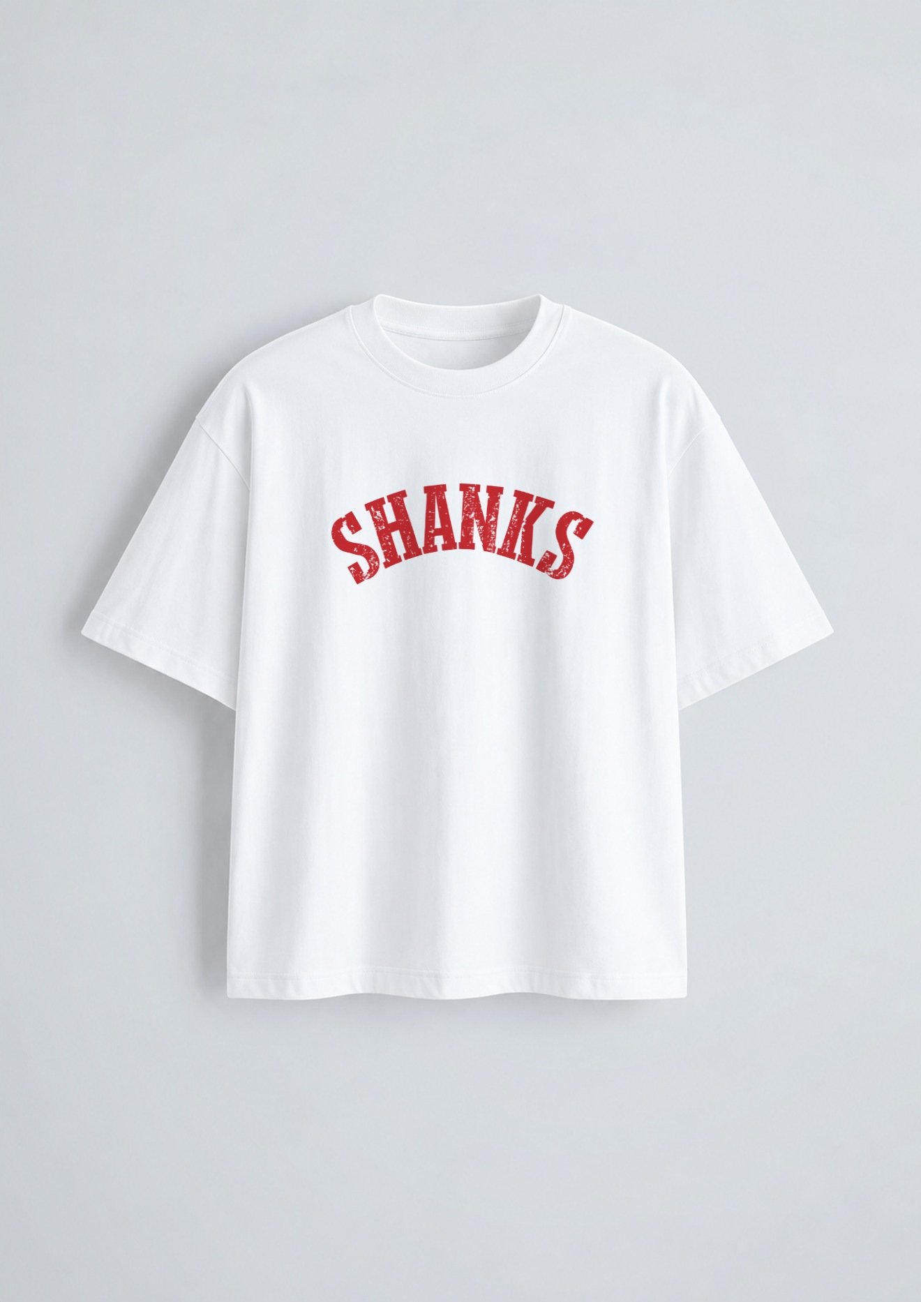 Shanks Oversized T-Shirt White - Front Shanks oversized t-shirt in white, front print