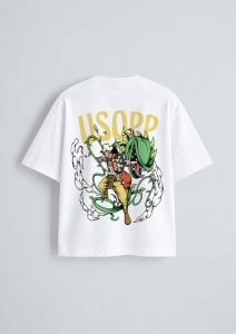 Usopp Oversized T-Shirt White - Back Usopp oversized t-shirt in white, back print