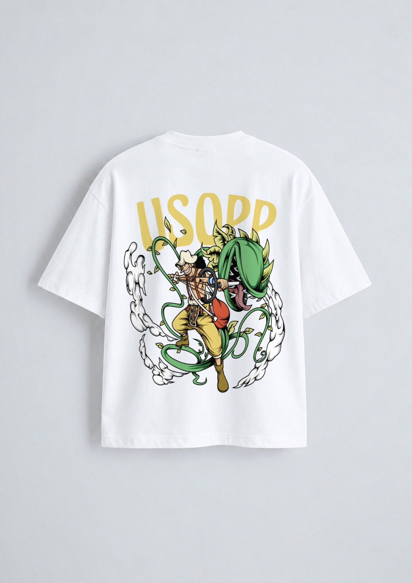 Usopp Oversized T-Shirt White - Back Usopp oversized t-shirt in white, back print