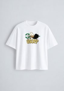 Usopp Oversized T-Shirt White - Front Usopp oversized t-shirt in white, front print